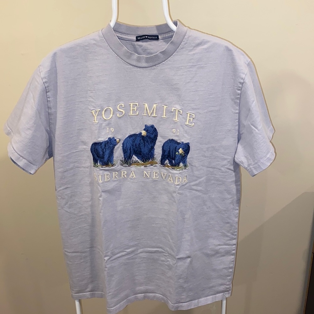 Brandy Melville Yosemite Shirt Graphic Tee Embroidered Purple Shirt Sleeve OS